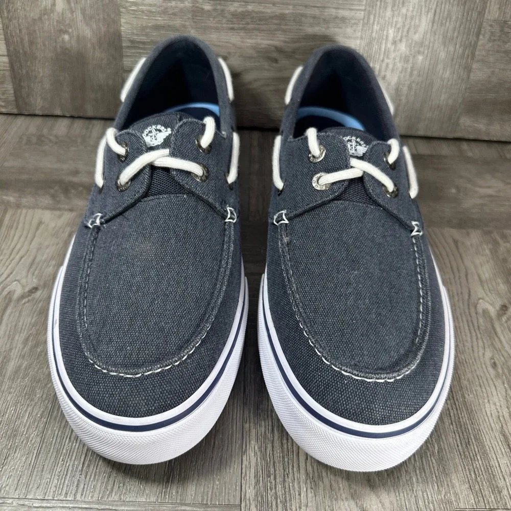 Dockers Boat Shoes Mens 12 Navy Blue Canvas Casual Nautical Loafers NEW